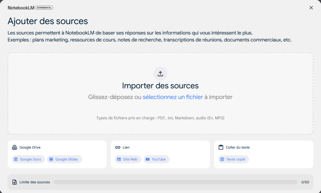 importation des sources